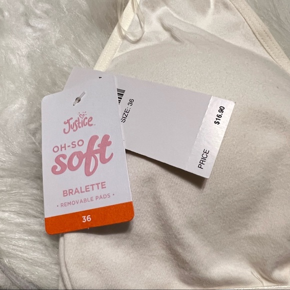 Pair of Justice Bralettes oh so soft behind the neck strap Size 36 New with tags - Picture 8 of 9